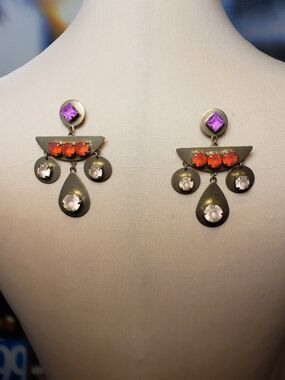 Unique Geometrical Dangle Stud Statement Earrings  By Loren Hope